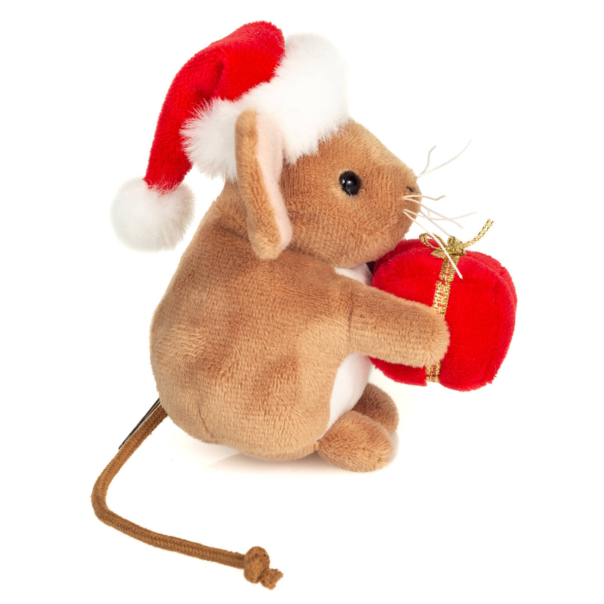 Weihnachtsmaus mit Geschenk 11 cm - Plüschtier - Stofftier