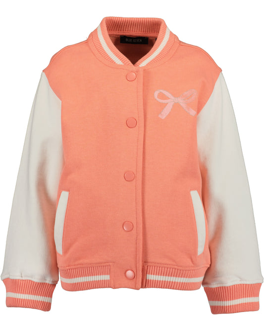 Blue Seven Mädchen Collegejacke Lachs/Weiß Kirschmotiv