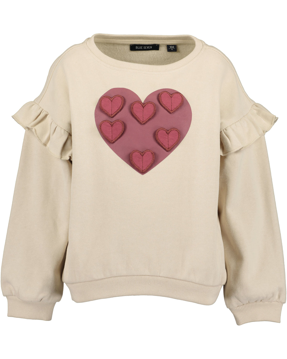 Blue Seven Mädchen Sweatshirt Kiesel Herzmotiv und Rüschen