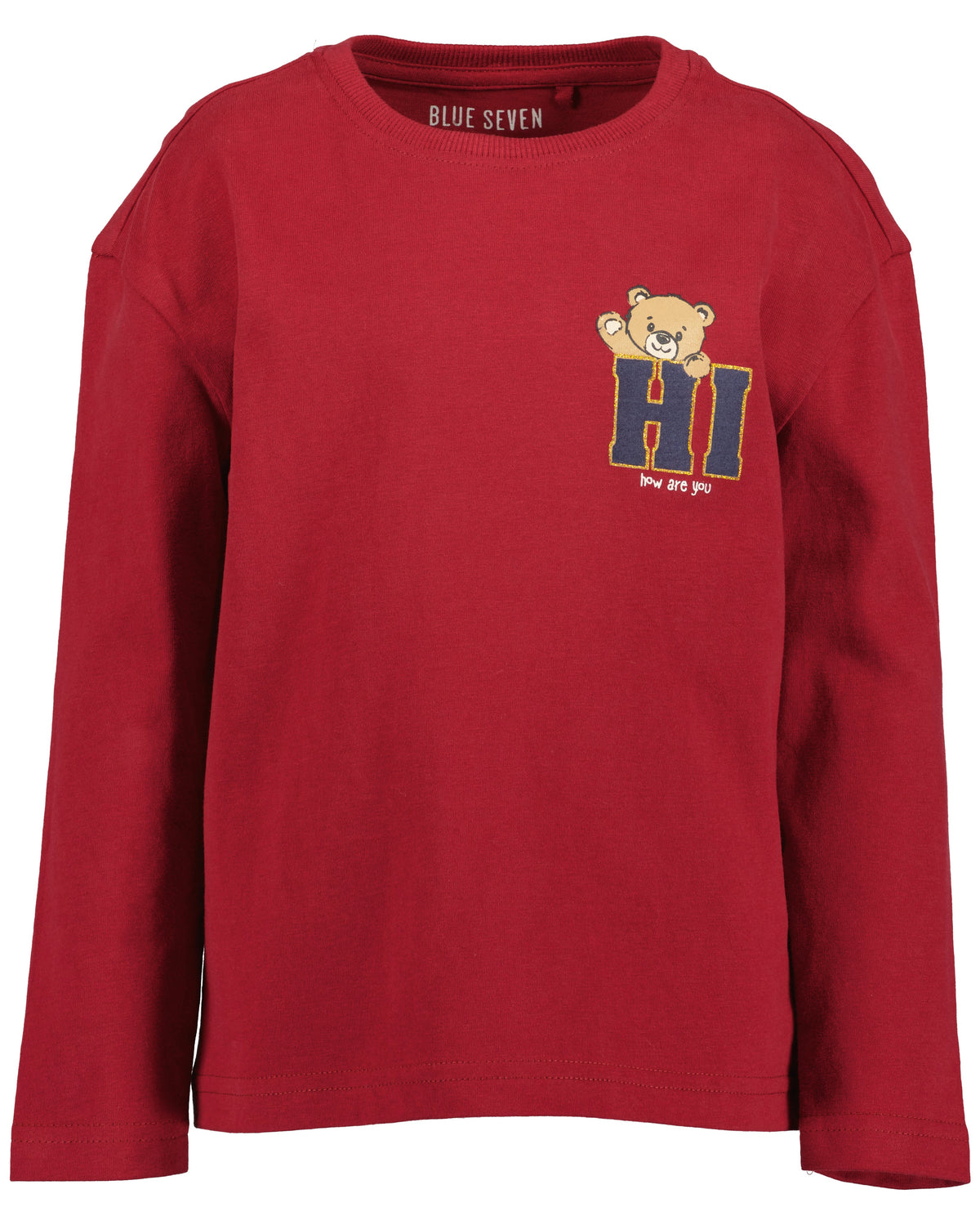 Blue Seven Mädchen Langarmshirt Bordeaux Teddybär-Motiv