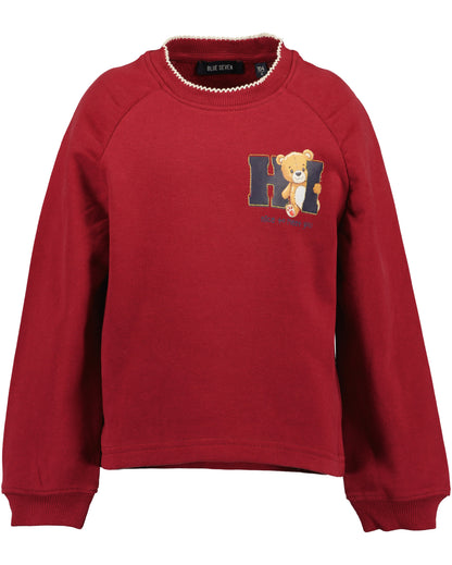Blue Seven Mädchen Sweatshirt Bordeaux Teddybär-Motiv