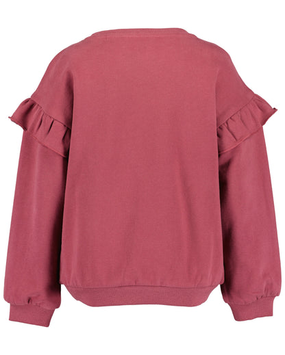 Blue Seven Mädchen Sweatshirt Wein Blumenmuster und Rüschen – weitere Ansicht 2