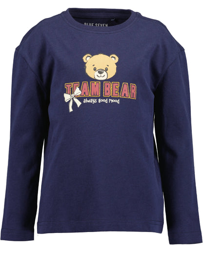 Blue Seven Mädchen Langarmshirt Nachtblau Team-Bear-Motiv