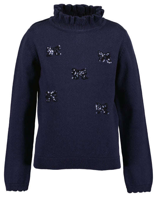 Blue Seven Mädchen Rollkragenpullover Nachtblau Schleifenmuster