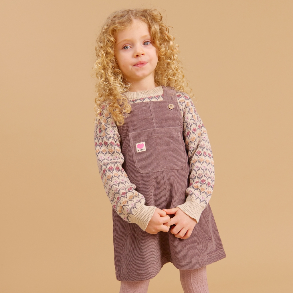 Wheat Mädchen Trägerkleid Caroline – Plum Truffle