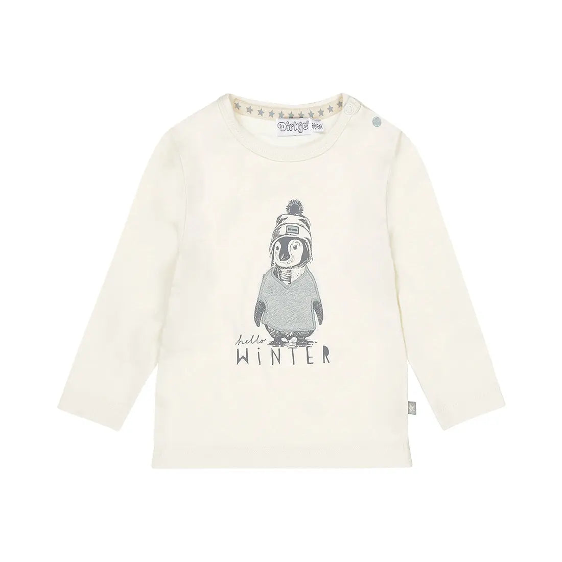 Dirkje Baby Langarmshirt Pinguin Hello Winter Mokkini Kindermode T-Shirt Langarm