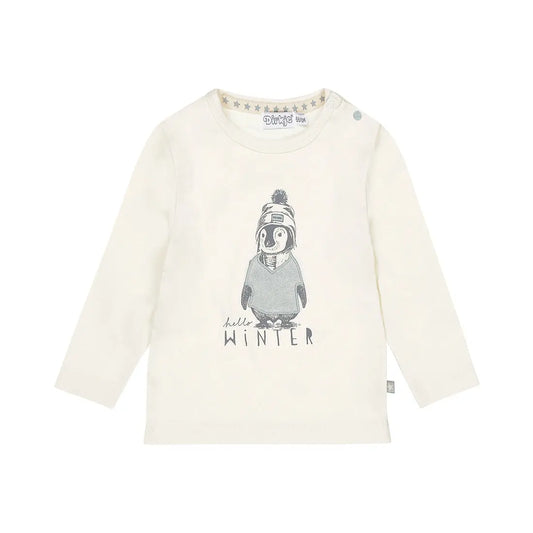 Dirkje Baby Langarmshirt Pinguin Hello Winter Mokkini Kindermode T-Shirt Langarm