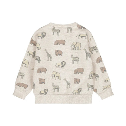 Dirkje Baby Sweatshirt Safari Allover Beige Mokkini Kindermode Sweatshirt