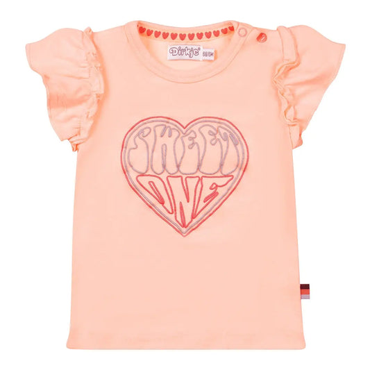 Dirkje Mädchen T-Shirt in Bright Peach mit "Sweet One" Print - T-Shirt - Dirkje