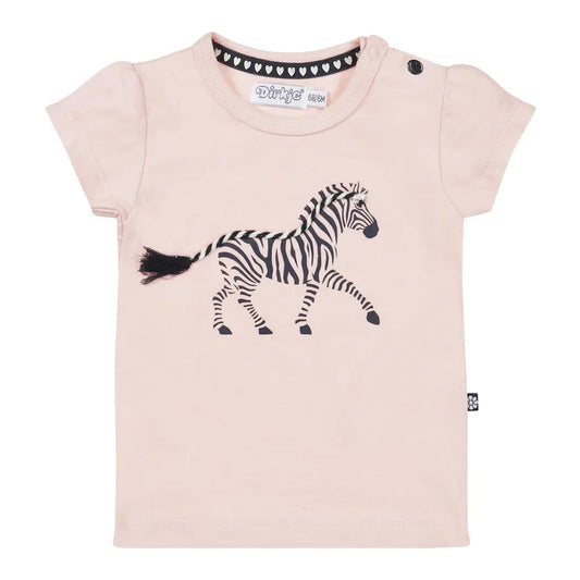 Dirkje Mädchen T-Shirt in Lightpink mit Zebra-Applikation - T-Shirt - Dirkje