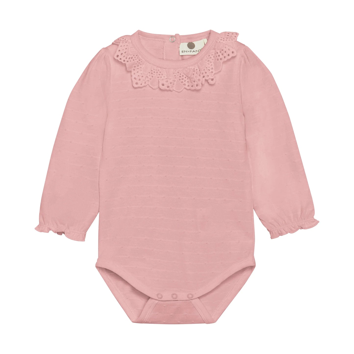 En Fant Body mit Rüschen – Rosa Langarm Baby Mokkini Kindermode Body