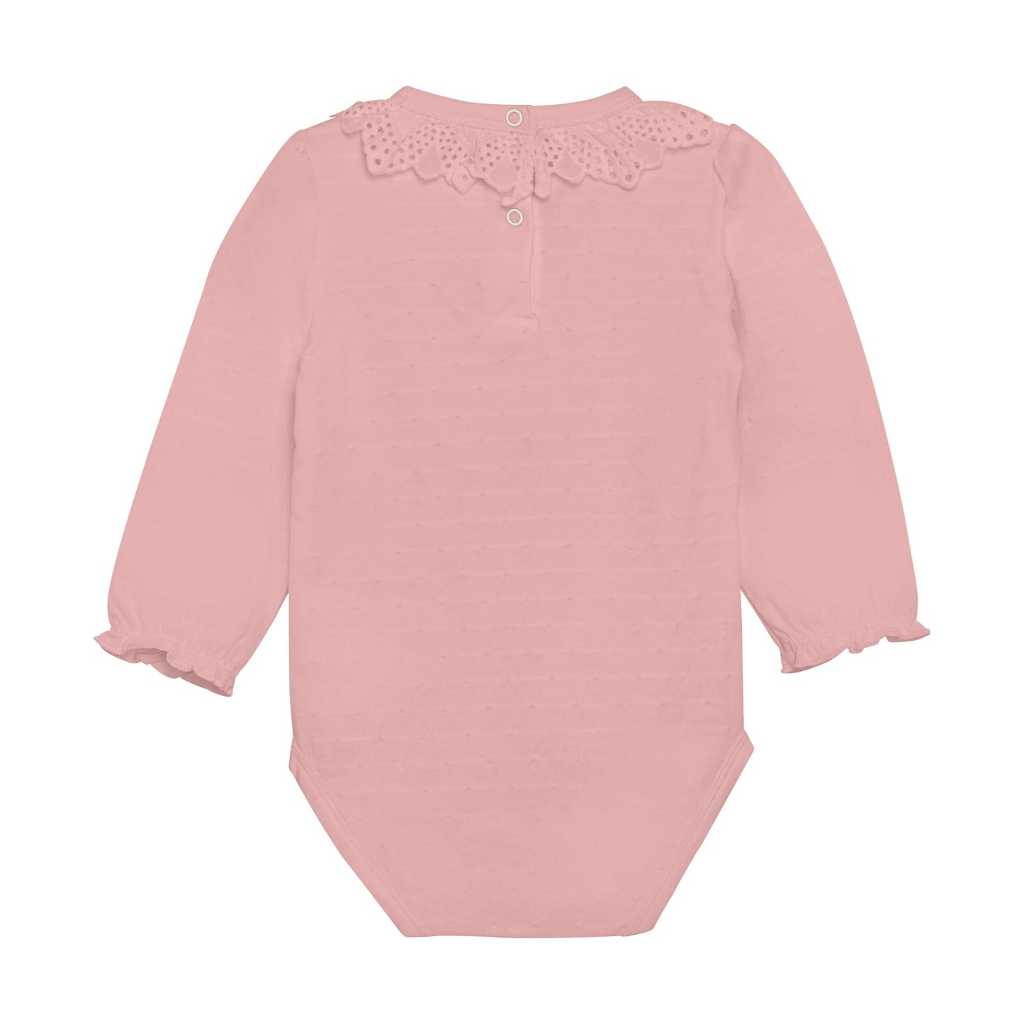 En Fant Body mit Rüschen – Rosa Langarm Baby Mokkini Kindermode Body