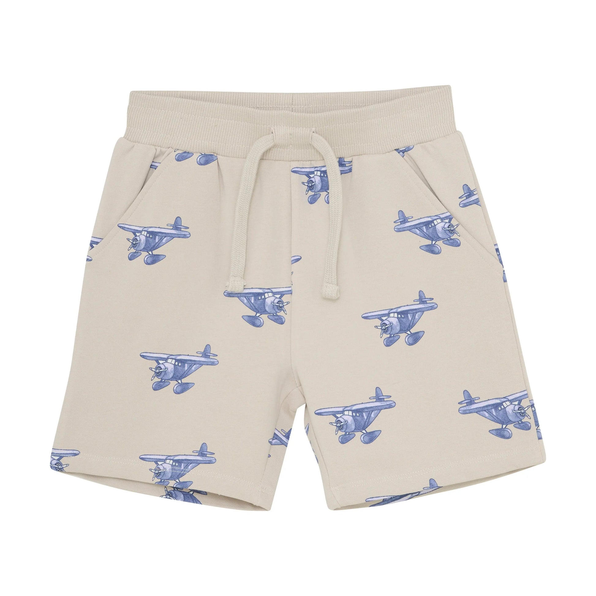 En Fant Shorts mit Flugzeugprint in Beige Mokkini Kindermode Gesperrt