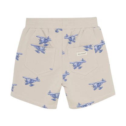 En Fant Shorts mit Flugzeugprint in Beige Mokkini Kindermode Gesperrt