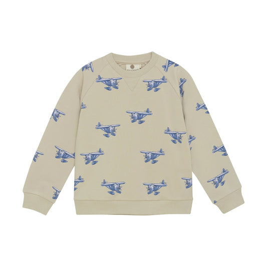 En Fant Sweatshirt mit Flugzeugprint in Beige Mokkini Kindermode Gesperrt