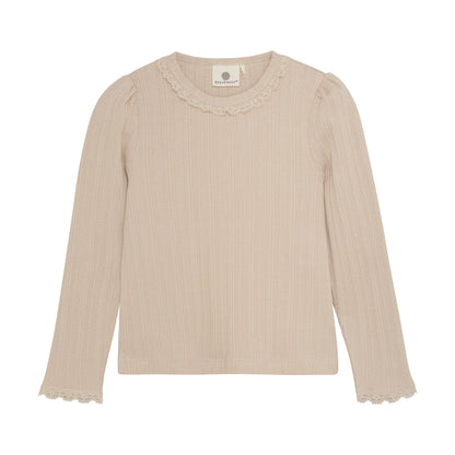 Enfant Langarmshirt mit Spitzenkragen in Beige Mokkini Kindermode Gesperrt