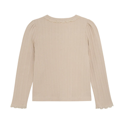 Enfant Langarmshirt mit Spitzenkragen in Beige Mokkini Kindermode Gesperrt