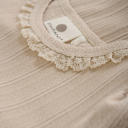 Enfant Langarmshirt mit Spitzenkragen in Beige Mokkini Kindermode Gesperrt