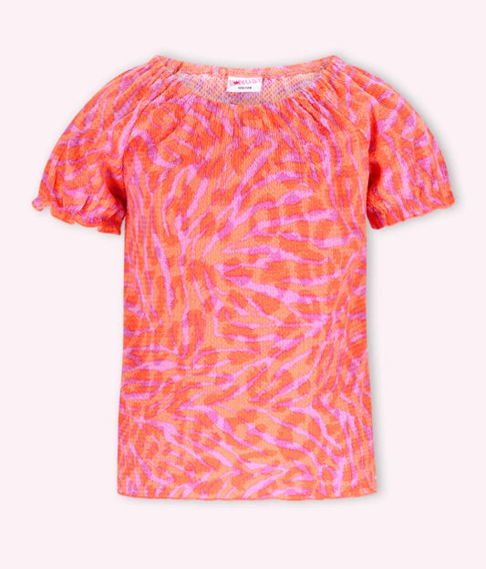 B.Nosy Mädchen Top Zebra Pink – Off-Shoulder