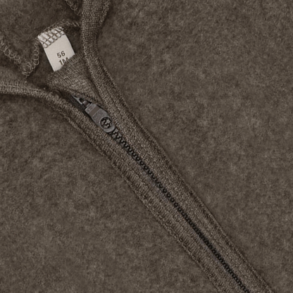 HUTTEliHUT Baby Wollfleece Overall mit Ohren – Brown Melange