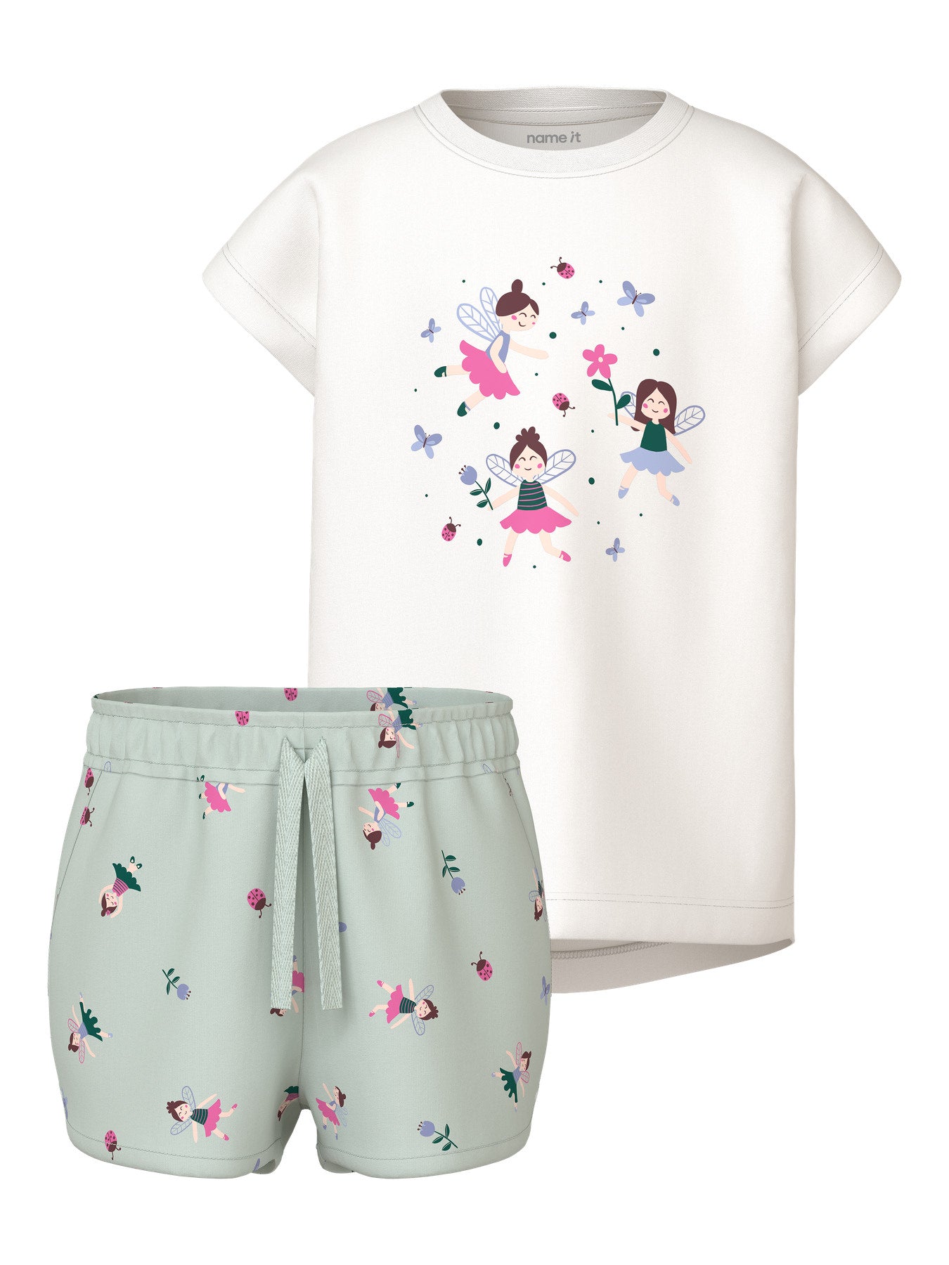name it Mädchen T-Shirt NMFVIGEA CAPSL TOP SET - Cloud Dancer Fairies Gr. 104-98 - Front
