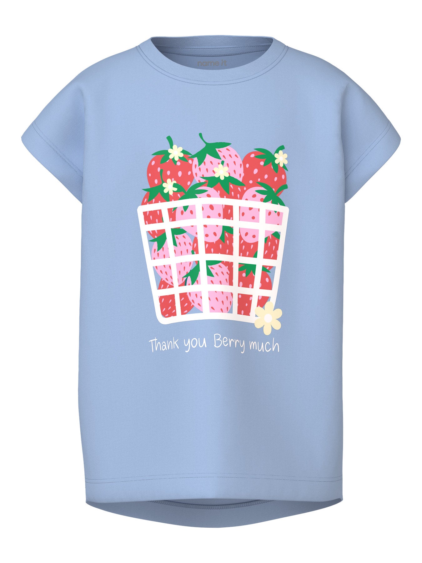 name it Mädchen T-Shirt NMFVIGEA CAPSL TOP SET - Chambray Blue Strawberry Basket Gr. 104-98 - Front_1