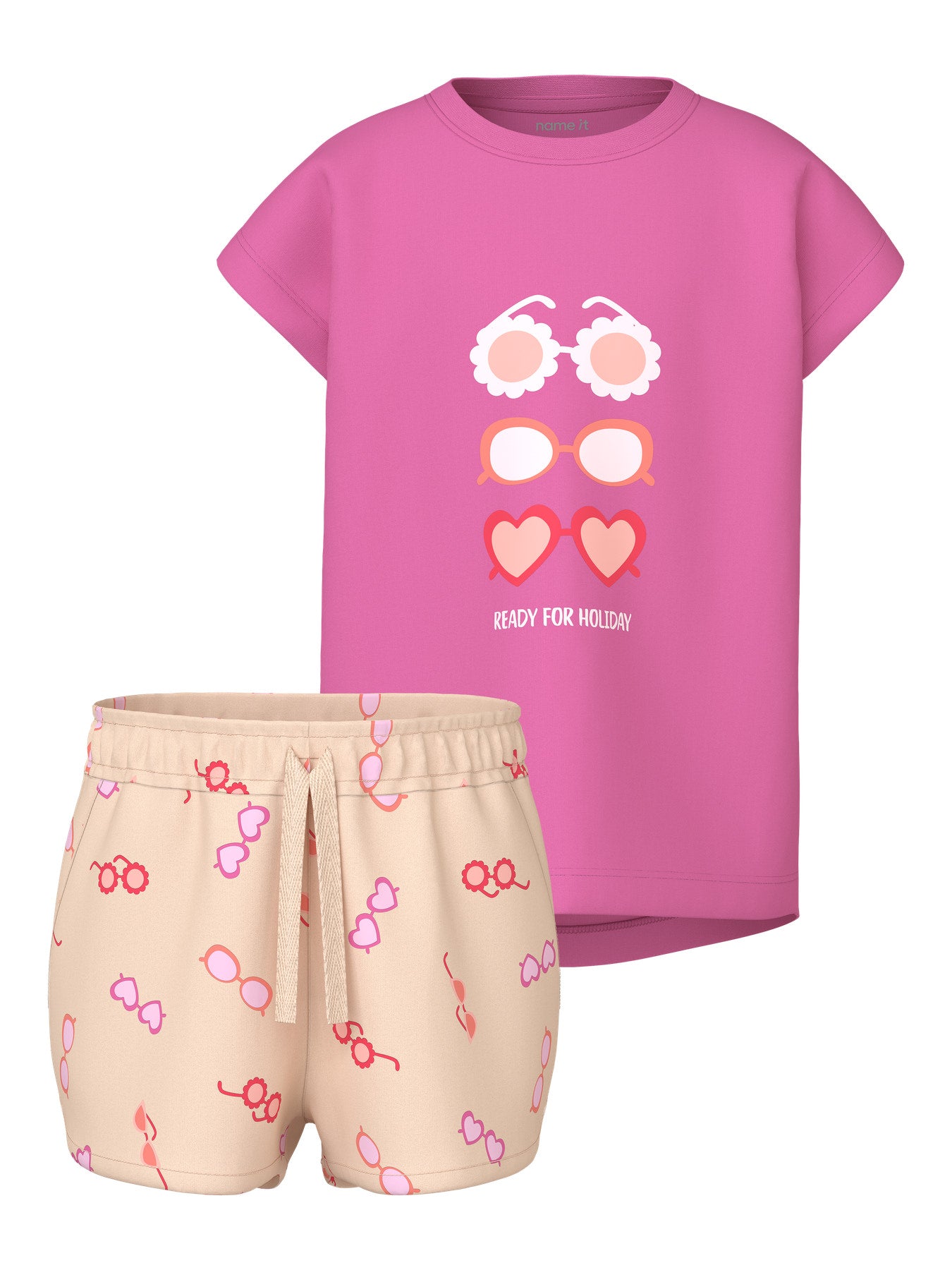 name it Mädchen T-Shirt NMFVIGEA CAPSL TOP SET - Strawberry Moon Sunglasses Gr. 104-98 - Front