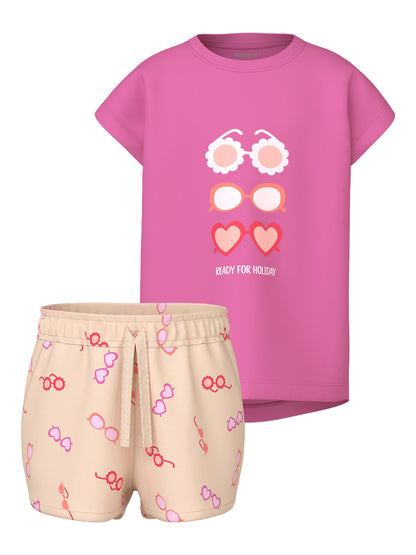 name it Mädchen T-Shirt NMFVIGEA CAPSL TOP SET - Strawberry Moon Sunglasses Gr. 104-98 - Front