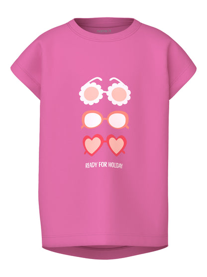 name it Mädchen T-Shirt NMFVIGEA CAPSL TOP SET - Strawberry Moon Sunglasses Gr. 104-98 - Front_1