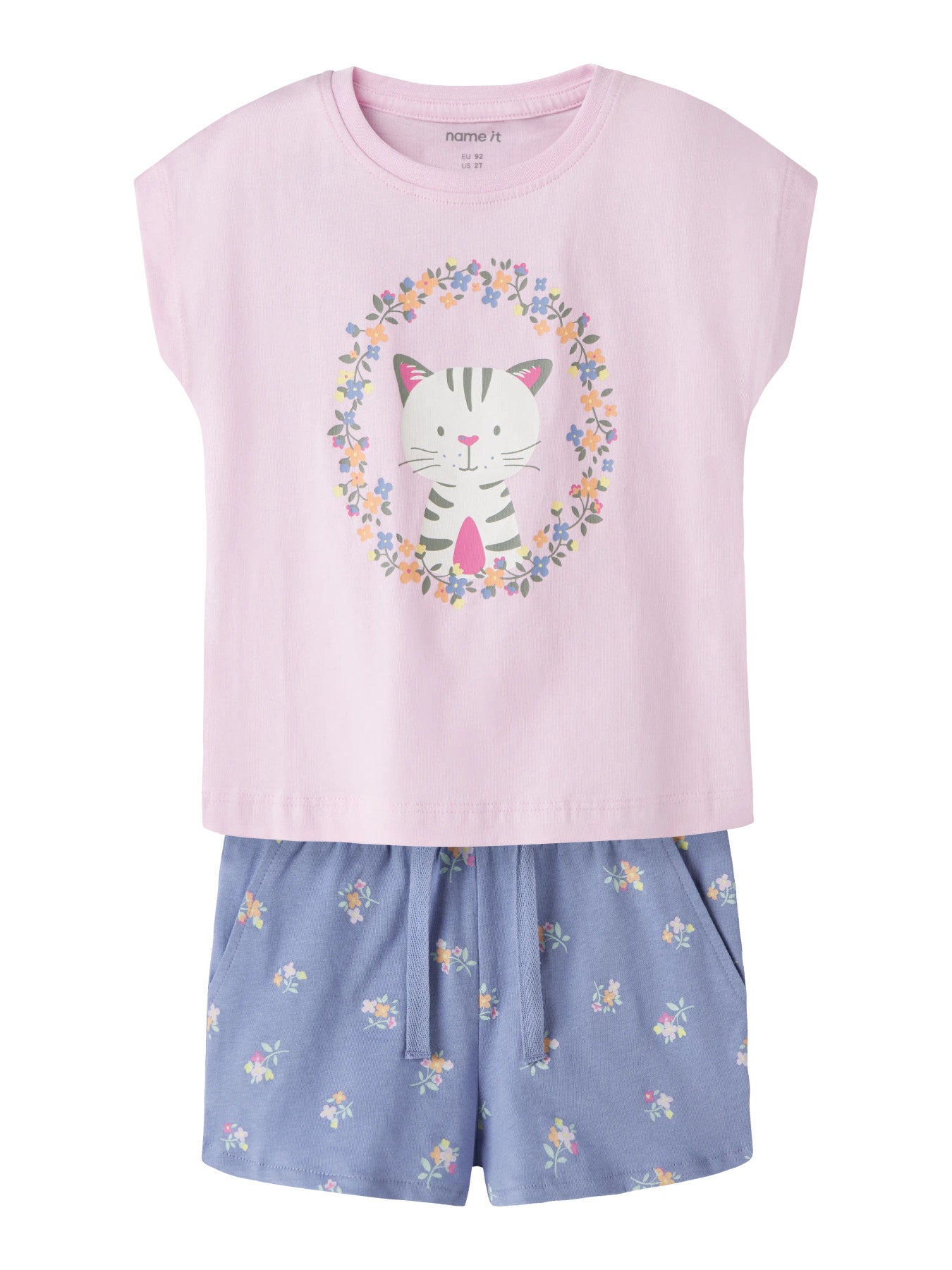 name it Mädchen T-Shirt NMFVIGEA CAPSL TOP SET - Pirouette Flower Cat Gr. 104-98 - Front