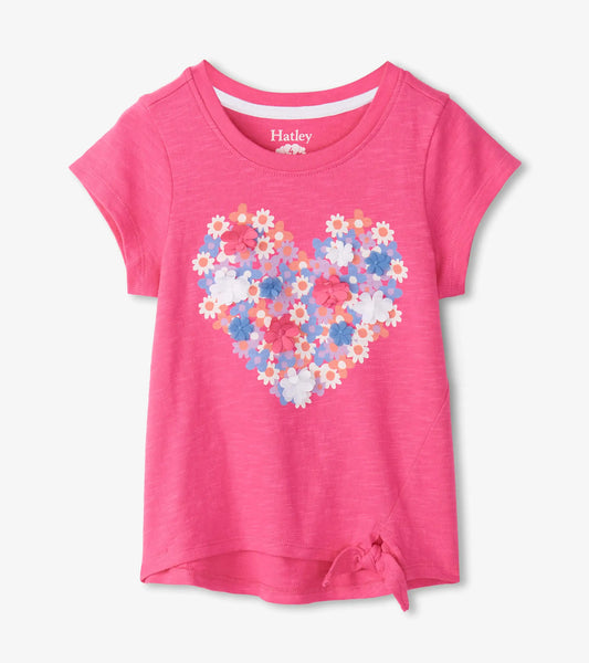 Hatley Mädchen T-Shirt mit Chiffon-Details im Herzmotiv - T-Shirt - Hatley