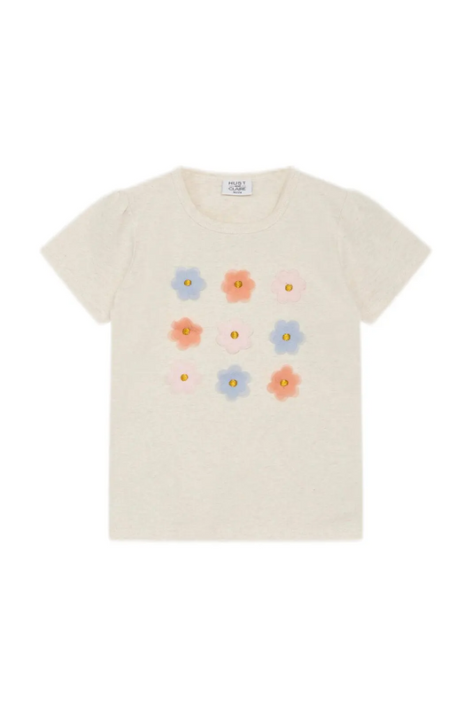 Hust & Claire Aliana T-Shirt mit Chiffon-Blümchen Mokkini Kindermode T-Shirt