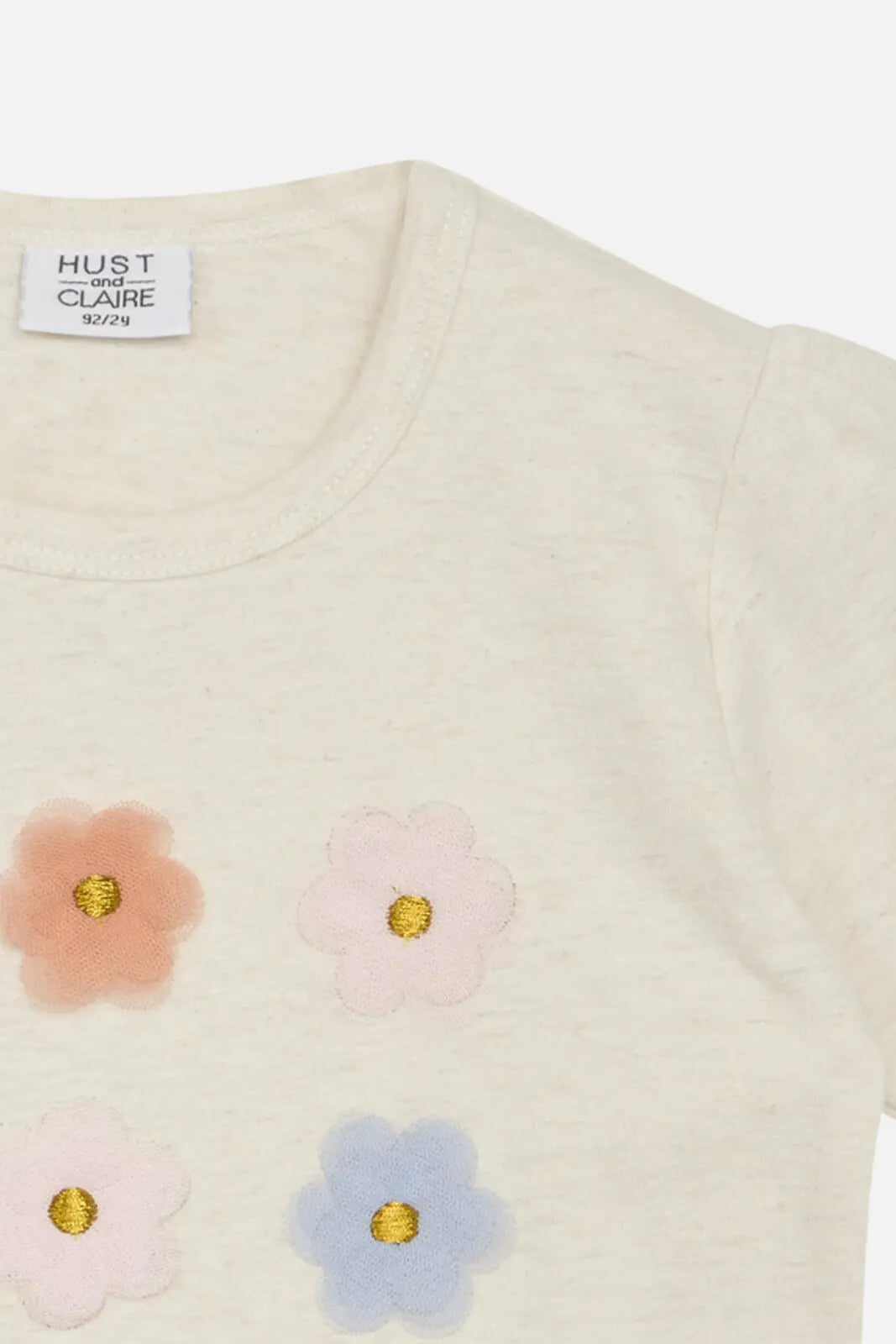 Hust & Claire Aliana T-Shirt mit Chiffon-Blümchen - T-Shirt - Hust&Claire