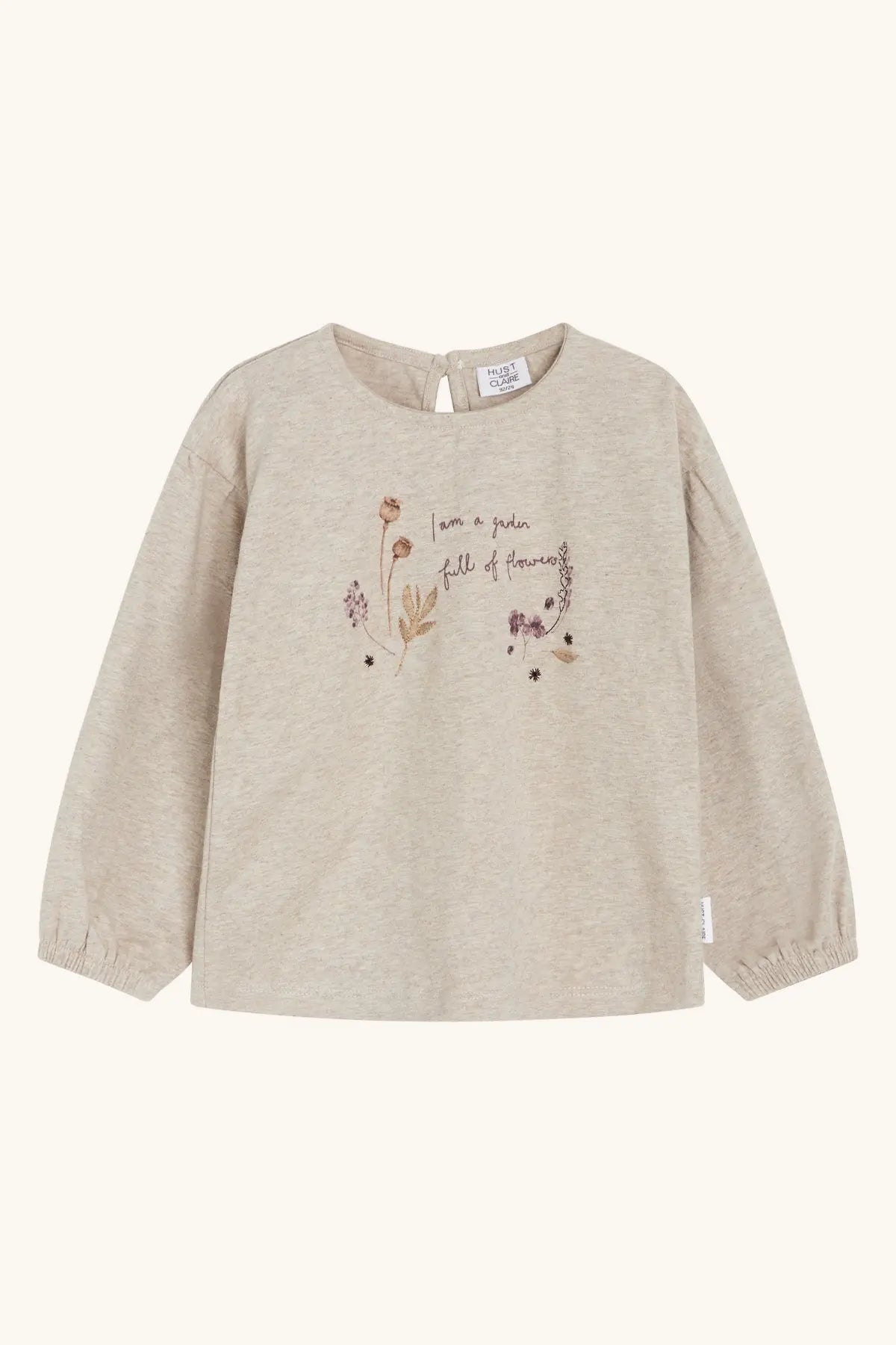 Hust & Claire Alma Langarm T-Shirt für Mädchen – Blumen Print in Beige - Langarmshirt - Hust&Claire