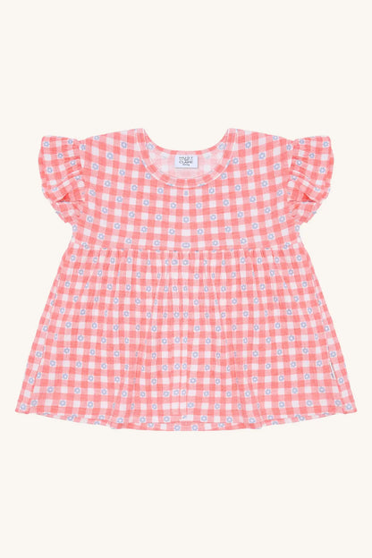 Hust & Claire HCAlma Flower Check Shell Mokkini Kindermode T-shirt