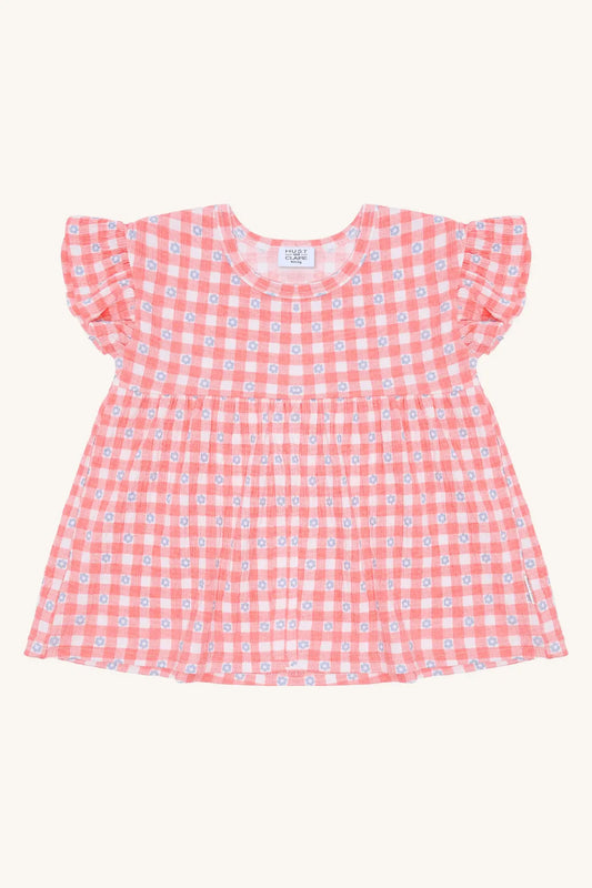 Hust & Claire HCAlma Flower Check Shell Mokkini Kindermode T-shirt