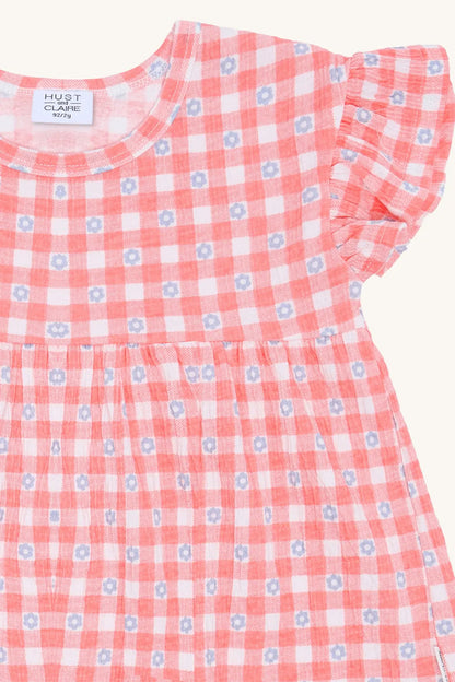 Hust & Claire HCAlma Flower Check Shell Mokkini Kindermode T-shirt