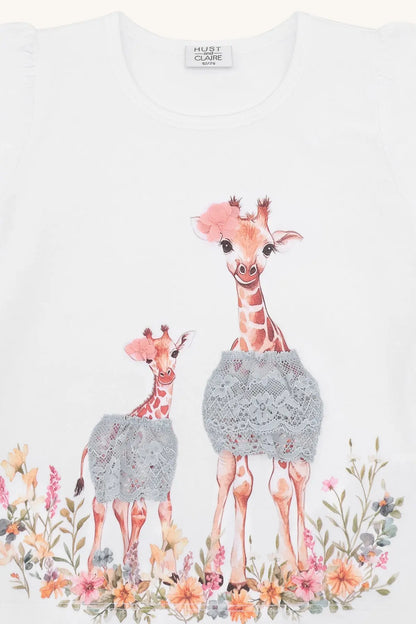 Hust & Claire HCAlma Giraffes White Mokkini Kindermode T-shirt