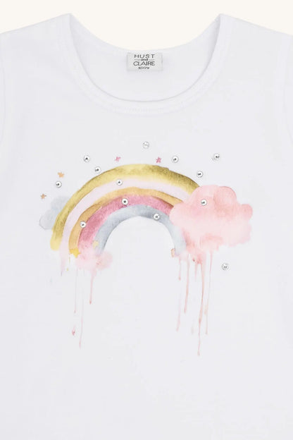 Hust & Claire HCAlma  Rainbow White Mokkini Kindermode T-shirt