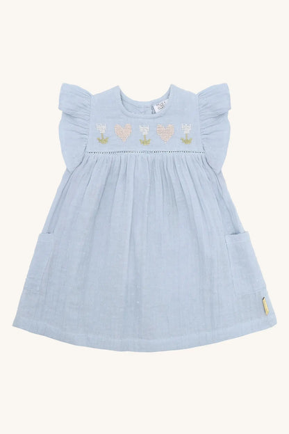 Hust & Claire HCKatinka Dobby Zen blue Mokkini Kindermode Dresses