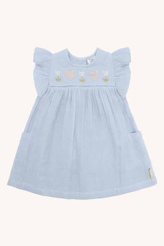 Hust & Claire HCKatinka Dobby Zen blue Mokkini Kindermode Dresses