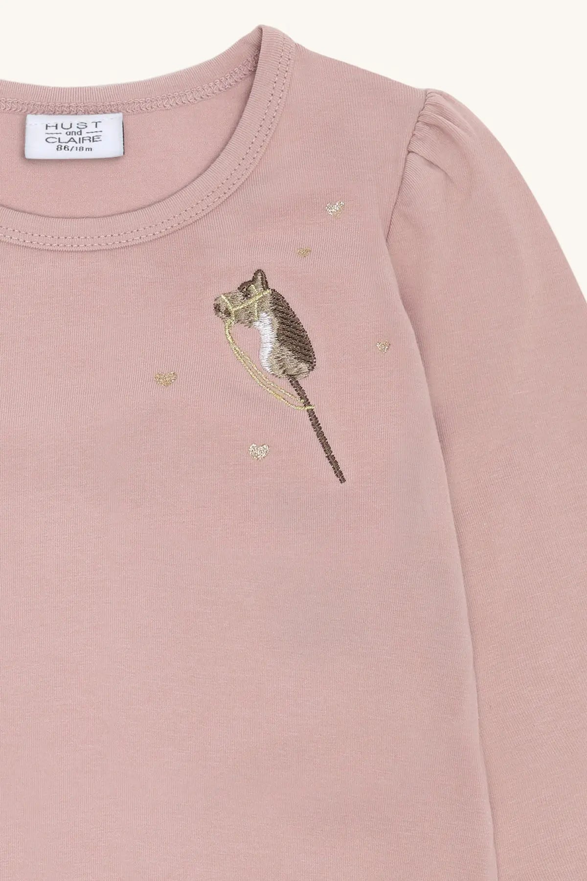 Hust & Claire Langarmshirt Alma in Rosé mit Blume Mokkini Kindermode T-Shirt Langarm
