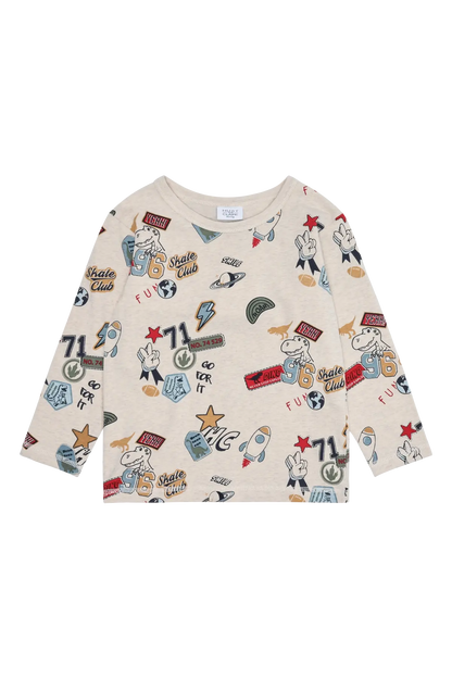 Hust & Claire Langarmshirt Anton - Badges Mokkini Kindermode T-Shirt Langarm