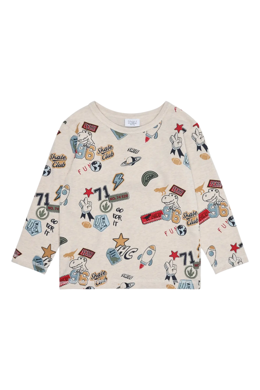 Hust & Claire Langarmshirt Anton - Badges Mokkini Kindermode T-Shirt Langarm