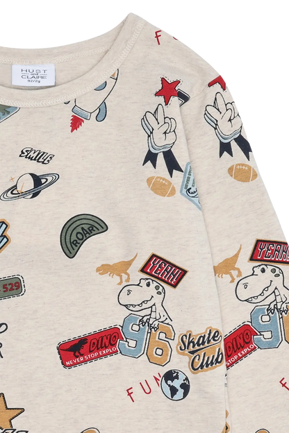 Hust & Claire Langarmshirt Anton - Badges Mokkini Kindermode T-Shirt Langarm