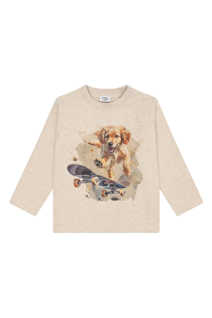 Hust & Claire Langarmshirt Anton - Skater Dog Mokkini Kindermode T-Shirt Langarm