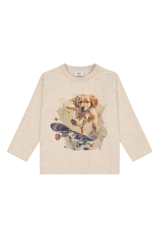 Hust & Claire Langarmshirt Anton - Skater Dog Mokkini Kindermode T-Shirt Langarm