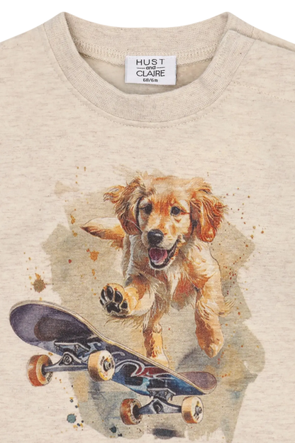 Hust & Claire Langarmshirt Anton - Skater Dog Mokkini Kindermode T-Shirt Langarm