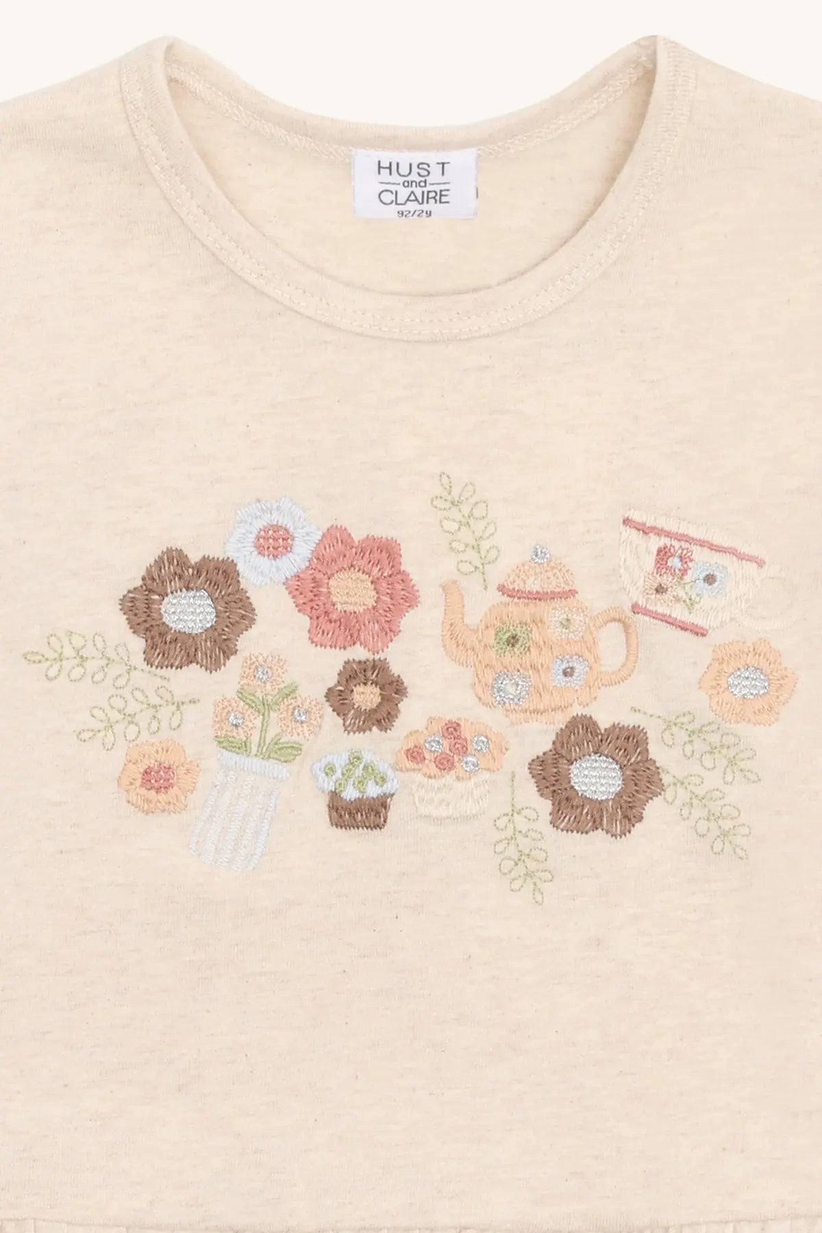 Hust & Claire Langarmshirt Creme Blumen Mädchen Mokkini Kindermode T-Shirt Langarm