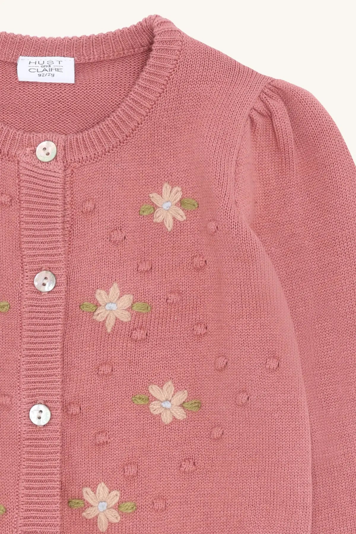Hust & Claire Strickjacke Altrosa Blumen Mädchen Mokkini Kindermode Strickjacke